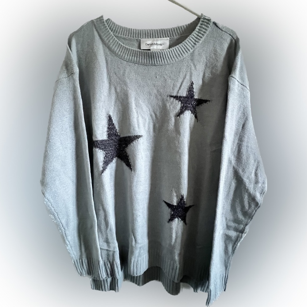 Denim Moves Star Sweater NWOT